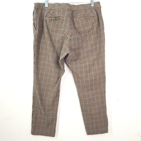 J. Jill Premium Bi Stretch Plaid Brown Blue Ankle Stretch Pants - Picture 2 of 7